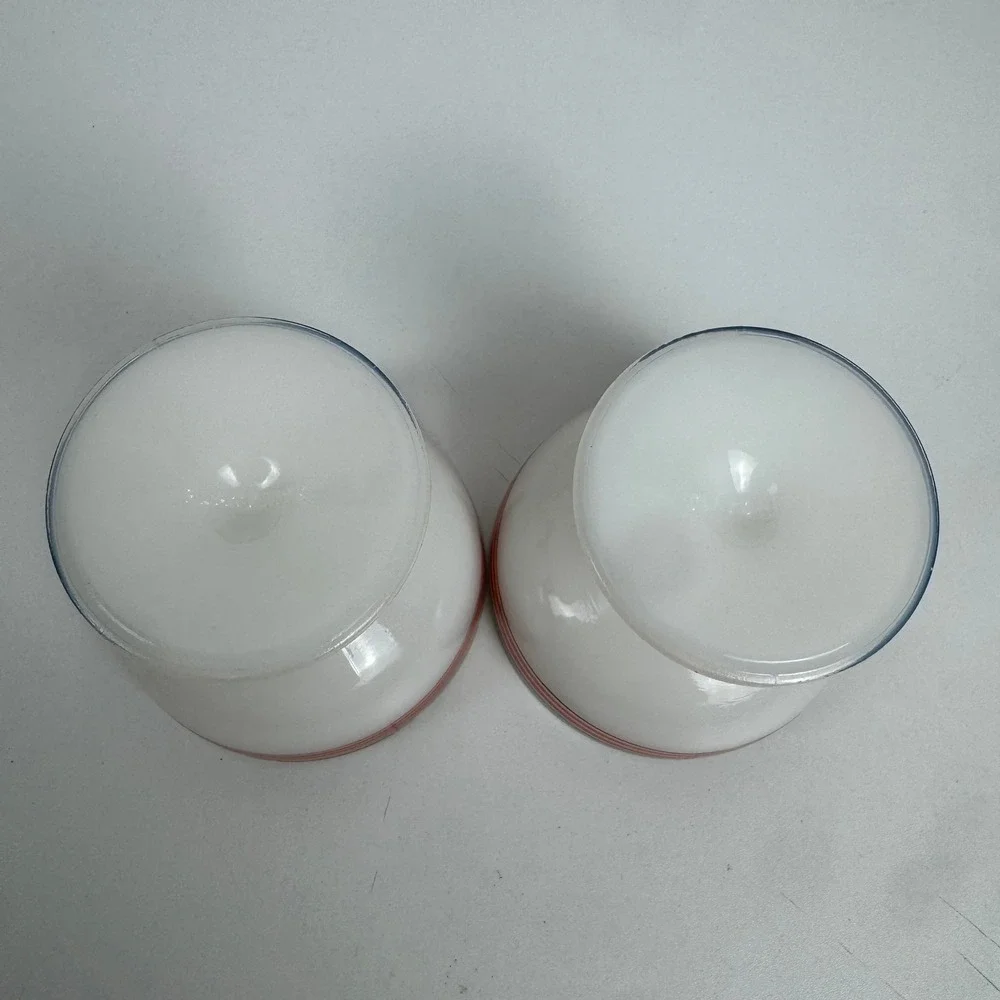 Vtg Platonite MCM Dessert Bowls Red Black Gold Striped Footed Sherbet Set of 2‎